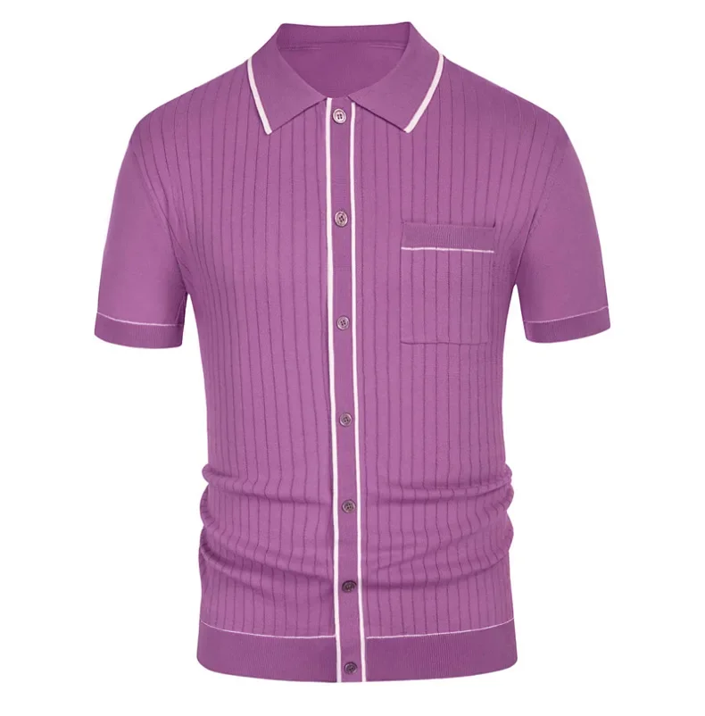 Summer Men's Knitted Jacquard Polo Shirt Fashion Vintage Striped Short Sleeve Lapel T-shirt Man Streetwear Business Casual Tops 19 S8028dc621b0c4e848be8d74ad2dc5b0aL