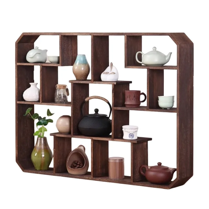 Chinese-style Solid Wood Bogu Rack Wall Hanging Duobaoge