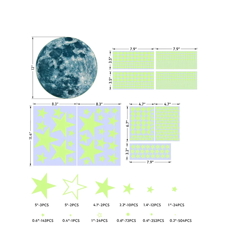1049pcs Glow-in-the-Dark Star Stickers 6
