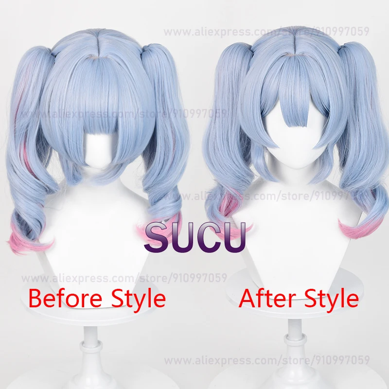 Miku Rabbit Hole Peruca Cosplay para Mulheres, Cabelo Anime com Rabo de Cavalo Duplo, Resistente ao Calor, Perucas Sintéticas, 45cm