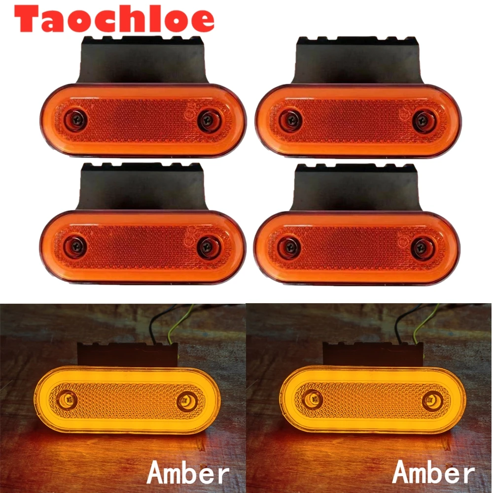 4pcs Amber Neon Side Lights Led Marker Lamp Truck Rear Lights Trailer