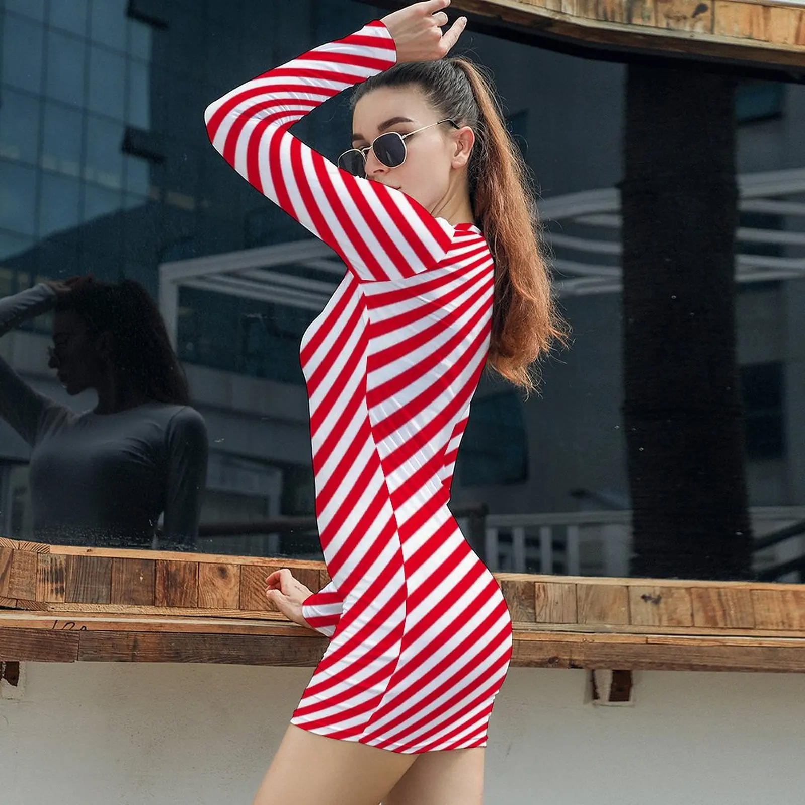 Buy Red White Diagonal Striped Bodycon Dress Ladies Red Stripes Christmas  Elf Kawaii Dresses Street Fashion Pattern Dress Big Size at Aliexpress for  . Find more , and products. Enjoy ✓Free Shipping ...