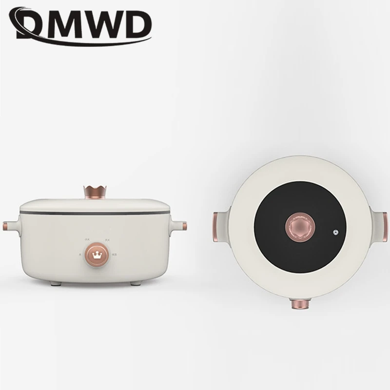 DMWD 3L Multifunction Electric Cooker Mini Skillet Non-stick Food Steamer Frying Boiling Stewing Pot Hot Pot Noodles 220V 4