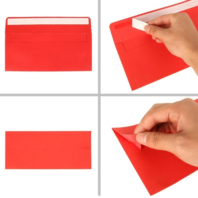 50 Pieces Self-Seal Envelopes Business Envelopes Standard Colorful for Office Birthday Invitations