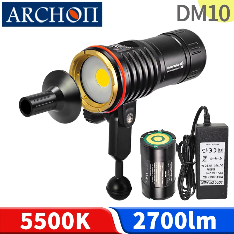 

DM10 Scuba diving video lights Professional dive photography light fill light Underwater 100m Dive torch Hunt Rescue Sea Fishing