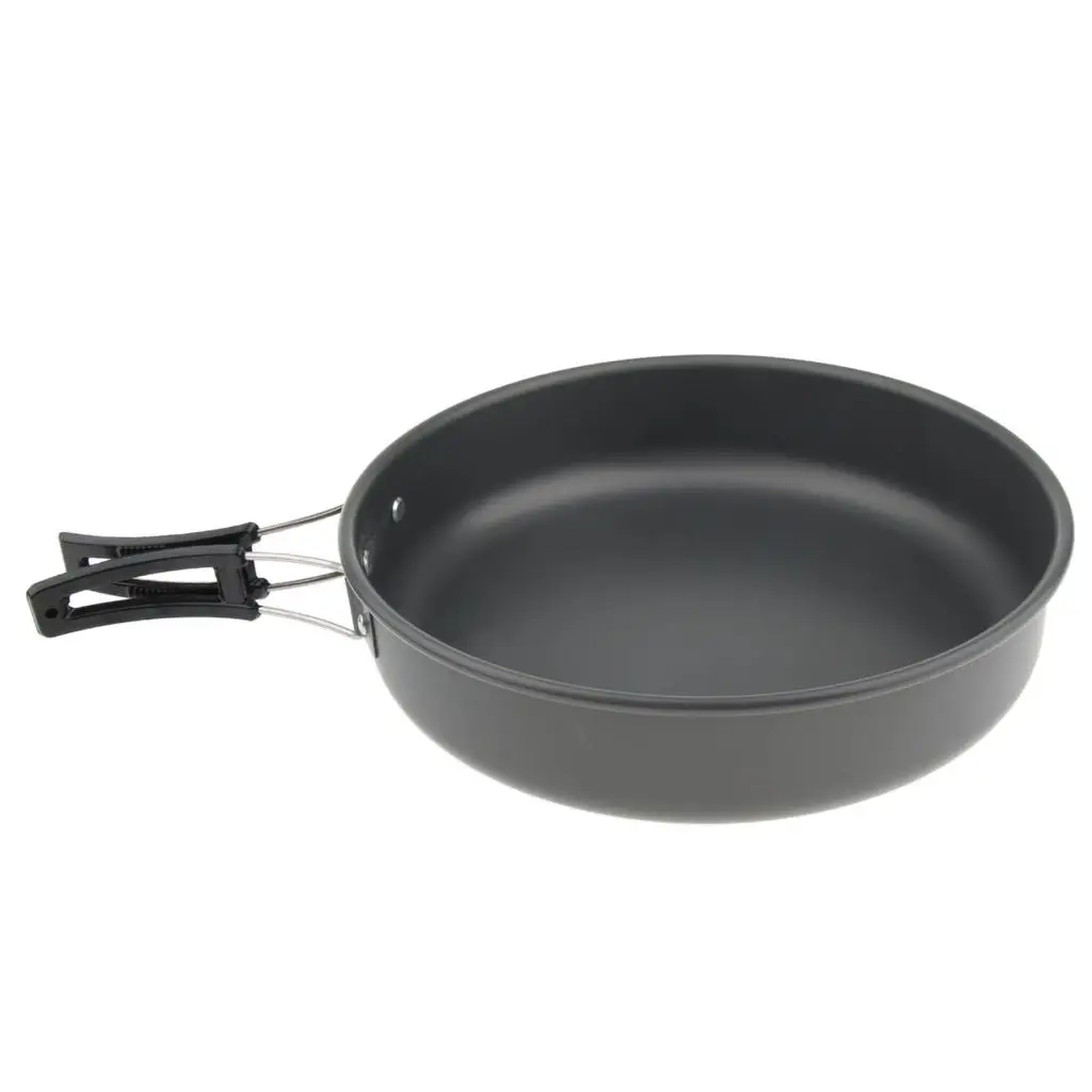 Cookware Fry Pan, Aluminum Frying Pan with Foldable Handle for Camping Backpacking Hiking Cooking Equipment