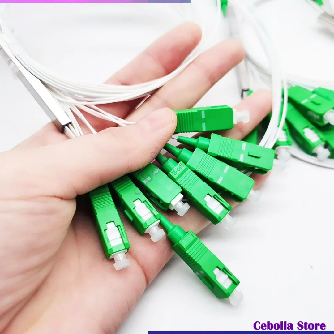 10pcs/lot 1X2 PLC Fiber Splitter SC/APC SM 0.9mm G657A1 connectFree 1m FTTH PLC splitter sc apc PVC free shipping