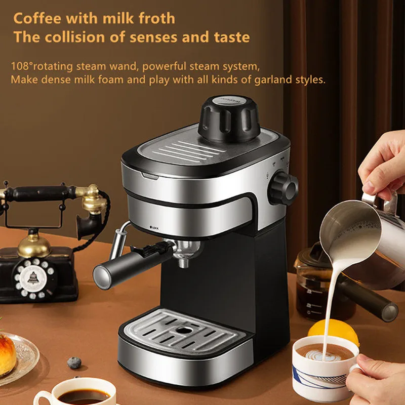 Semi-Automatic Expresso Coffee Machine Office Espresso Maker With Milk Frother Removable Water Tank For Latte and Cappuccino