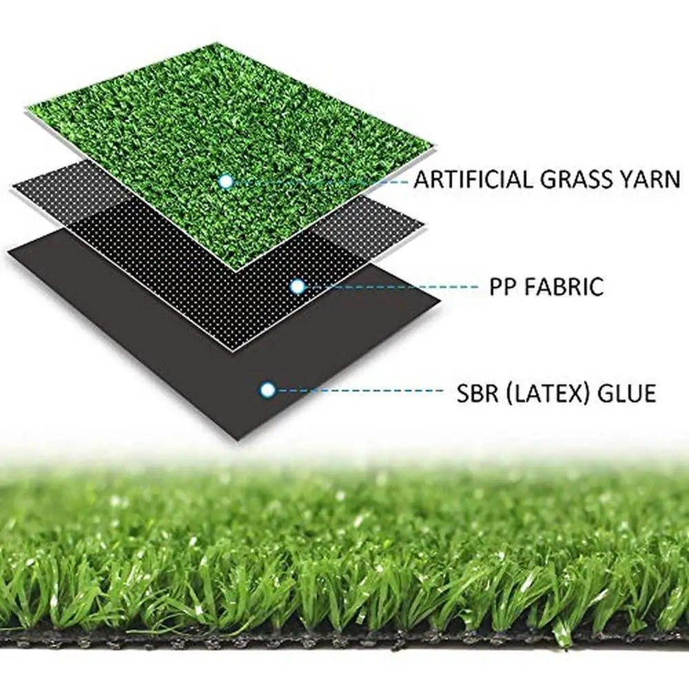 High Density Synthetic Grass Mat 4x13ft UV Resistant Fake Turf Rug Outdoor Indoor Drainage Holes Easy Clean