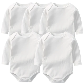 Body per neonati a maniche lunghe 100% cotone tinta unita colore bianco neonato pagliaccetti per bambina tuta infantile 0-24 falena