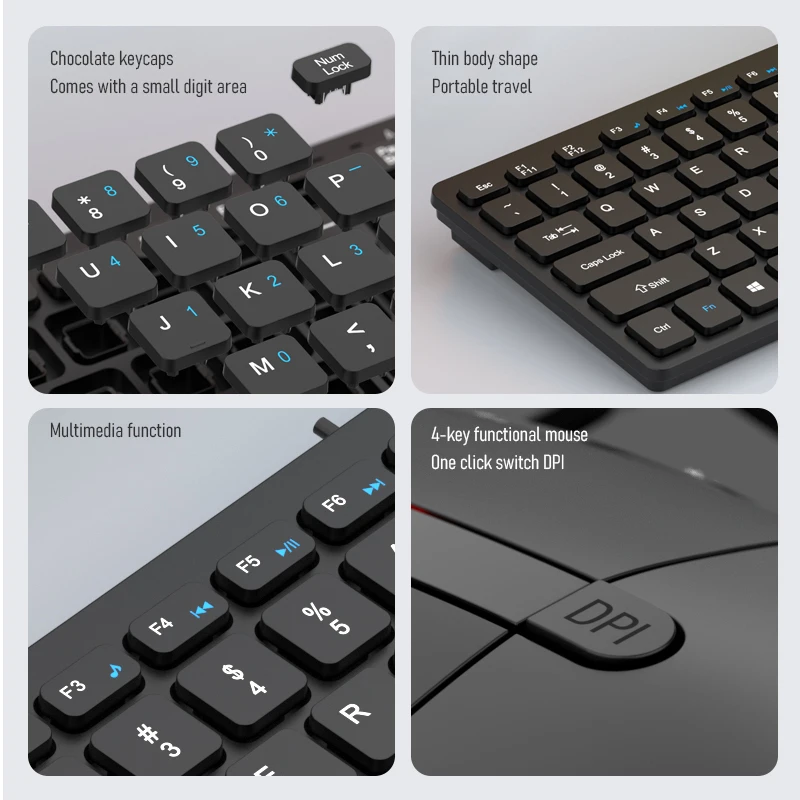 FRIWOL KT-100 유선 키보드 마우스 세트 78 키 미니 휴대용 키보드 USB 데스크탑 노트북 오피스 홈 라이트 음성