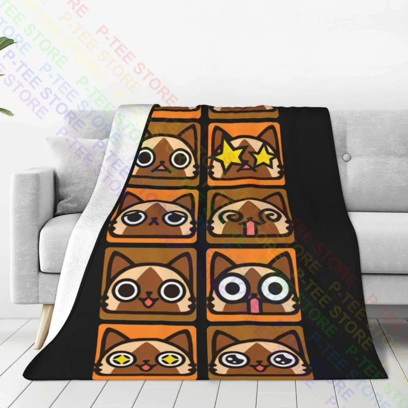 Фото Плюшевое одеяло для лица Monster Hunter Airou, новинка, стильный пылезащитный чехол, постельное белье, механическая стирка №1