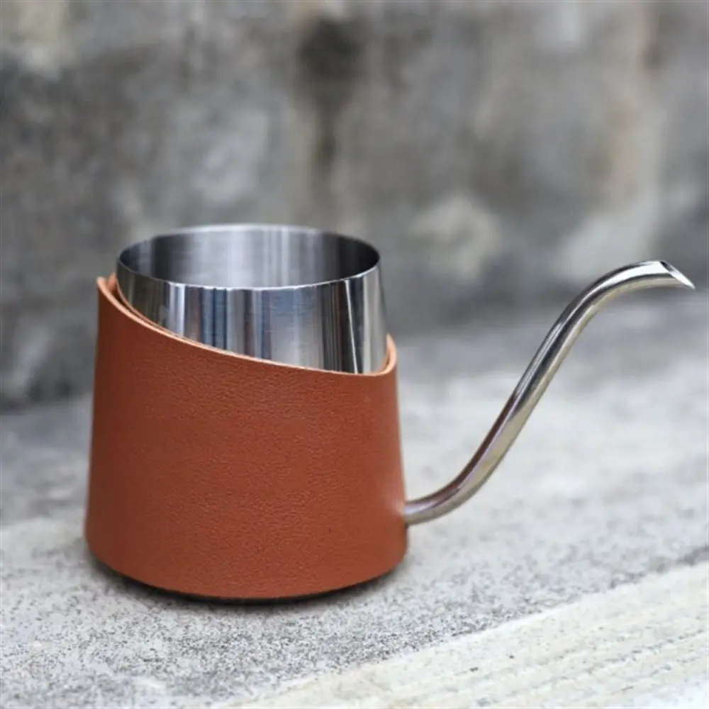 

Portable Pour Over Kettle PU Leather Sleeve Stainless Steel Camping Coffee Pot Protective Case Anti-scald Coffee Sharing Set