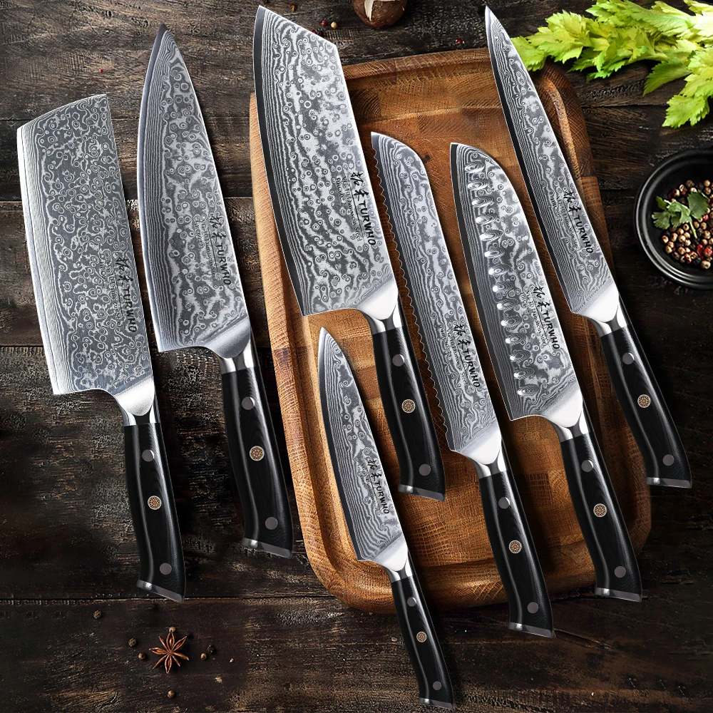 TURWHO 6-PCS 67 Layer Damascus Steel Kitchen Knives Set Japanese