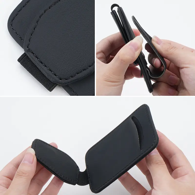 Car Leather Sunglasses Holder Ticket Clip Sunshades Magnetic Card Holder Universal Eyeglasses Storage Pocket Auto Accessories - Image 6