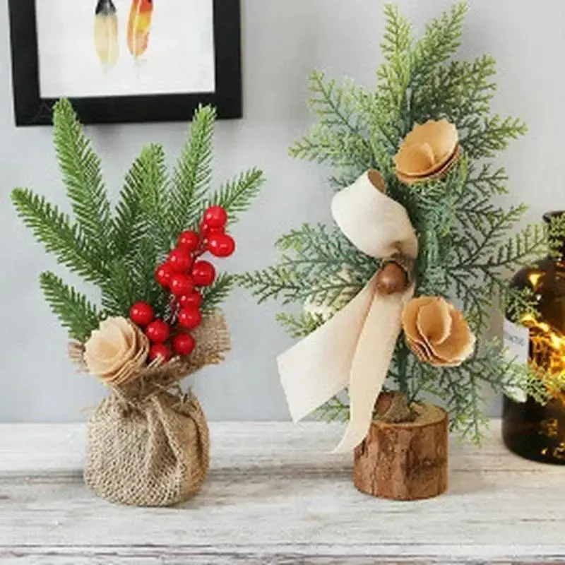 25cm Mini Christmas Tree Ornament Christmas Desktop Decoration Christmas Tree Ornament Home Holiday Party Christmas Decoration