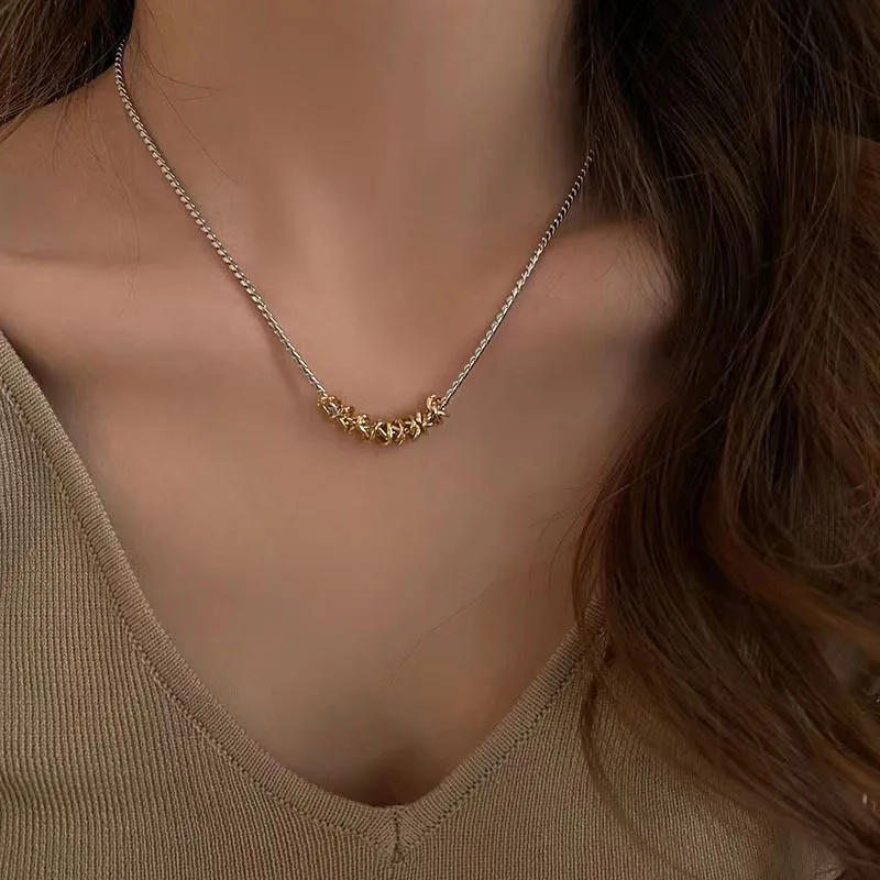 

Two-Tone Real 18k Gold Color and White Gold Color Snake Chain Necklace Women Korean Style Jewelry Choker Cool Necklace