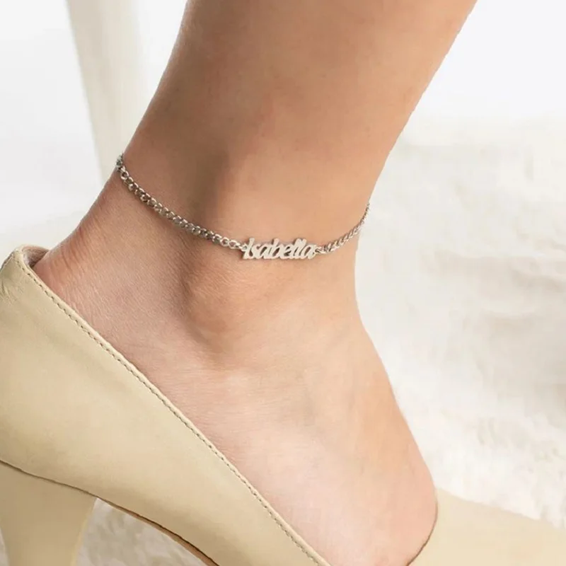 

Custom Nameplate Ankle Bracelet Femme Personalized Name Anklet Stainless Steel Leg Chain Daily Wearing Foot Jewelry