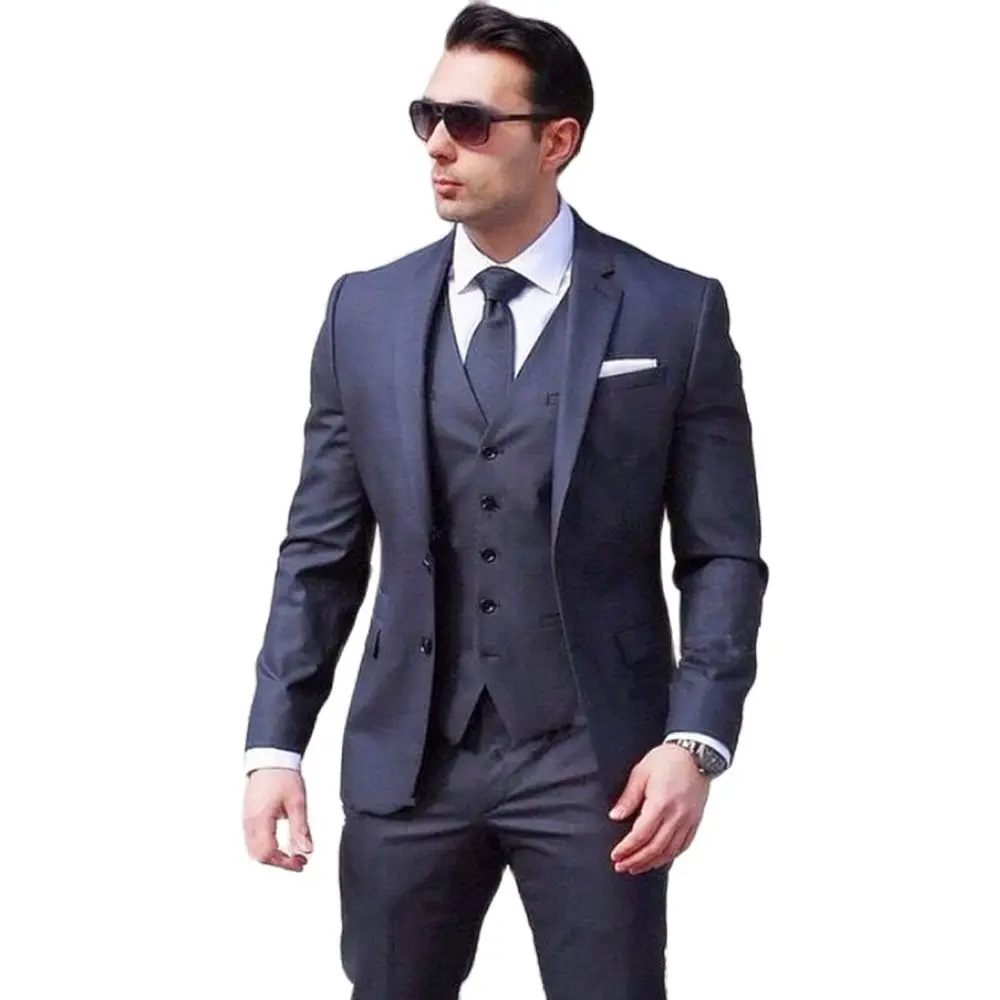 

Mature Luxuly Wedding Suits For Men Slim Fit Notched Lapel Groom Formal Tuxedos 3 Pieces Sets Business Male Blazer Costume Homme