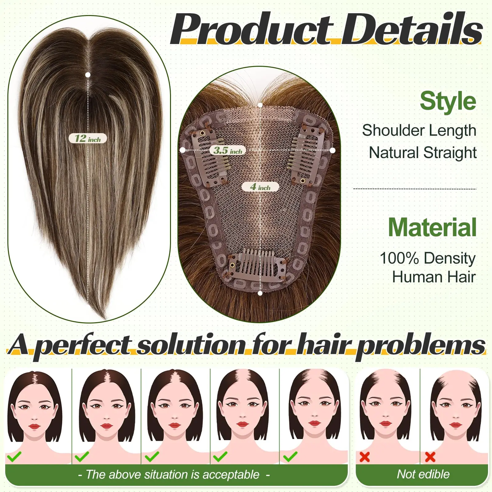 Remy Human Hair Toppers Lace Base Clips in Hair Copper Brown Blonde Mixed Extensions for Women 10 Inches Hairpieces human hair toppers