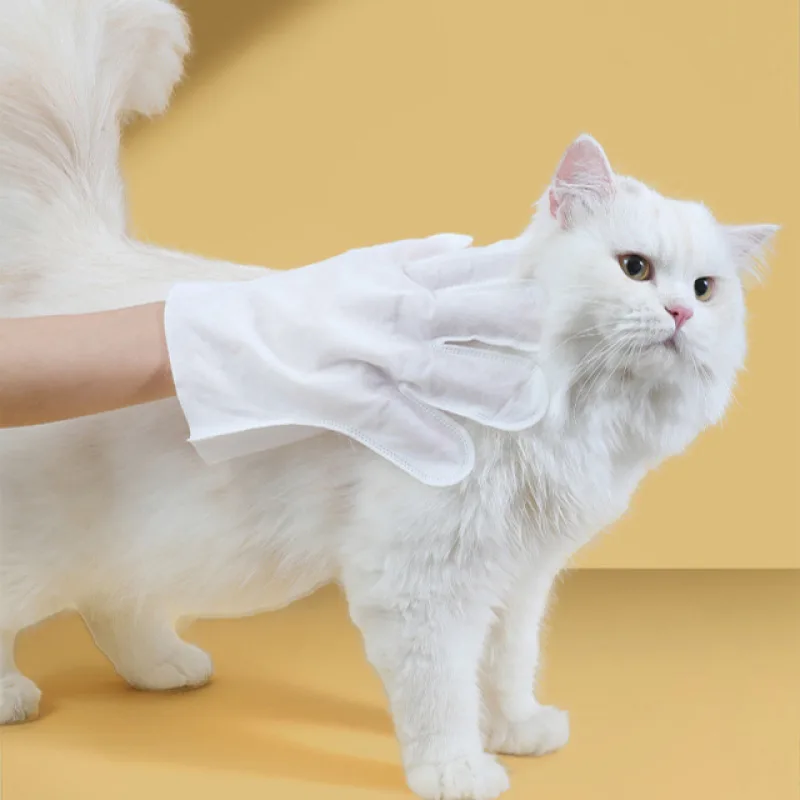 6PCS Pet Wash Free Glove Wipes Disposable Glove Towels Deodorizing Dry Cleaning Cats and Dogs Wet Towels Pet Supplies Glove