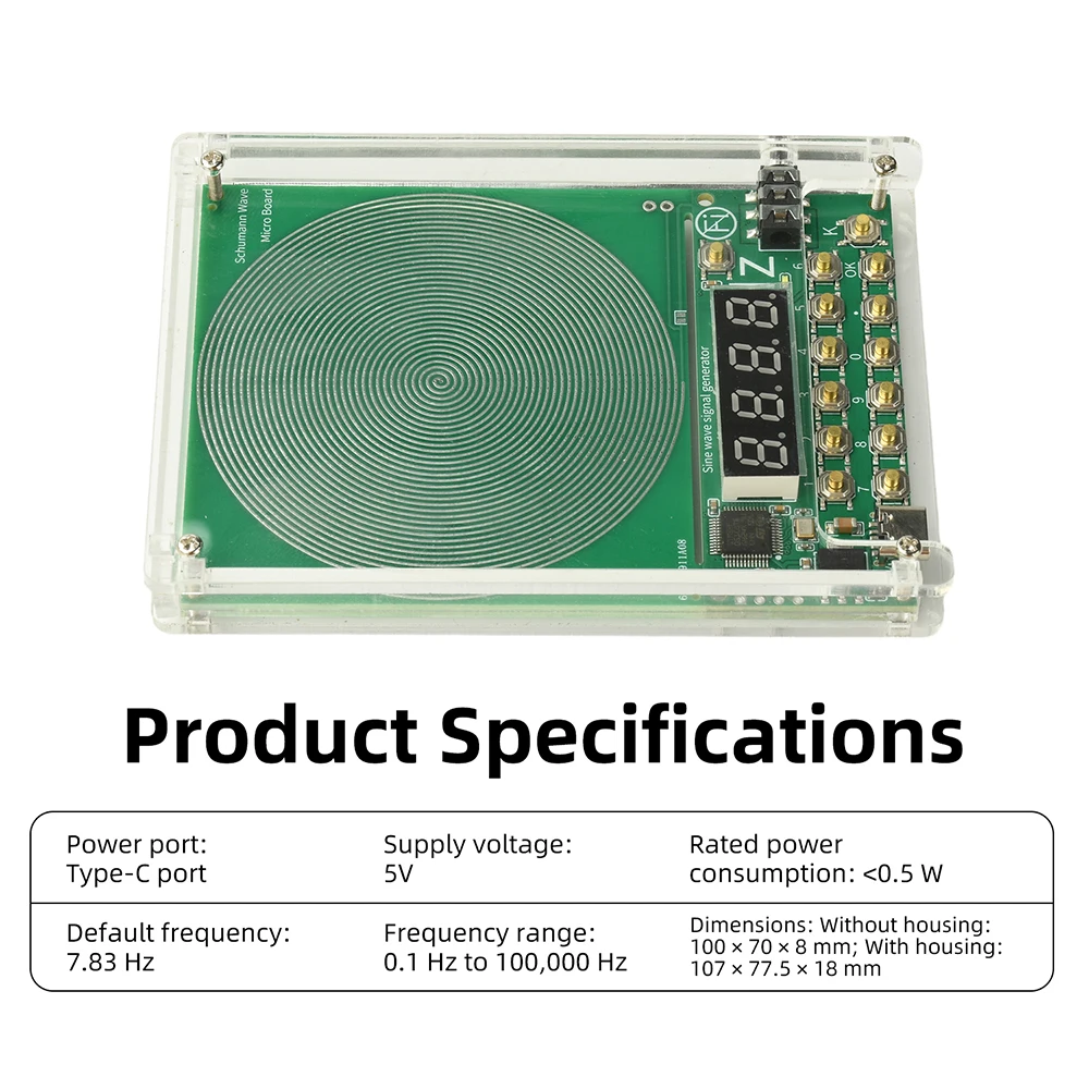 Generatore di Onde Schumann DC 5V 0.01Hz~100000Hz a Frequenza Regolabile 7.83HZ, Generatore di Segnale a Onda Sinusoidale con Operazione a Pulsante e Connessione Type-C - Image 2