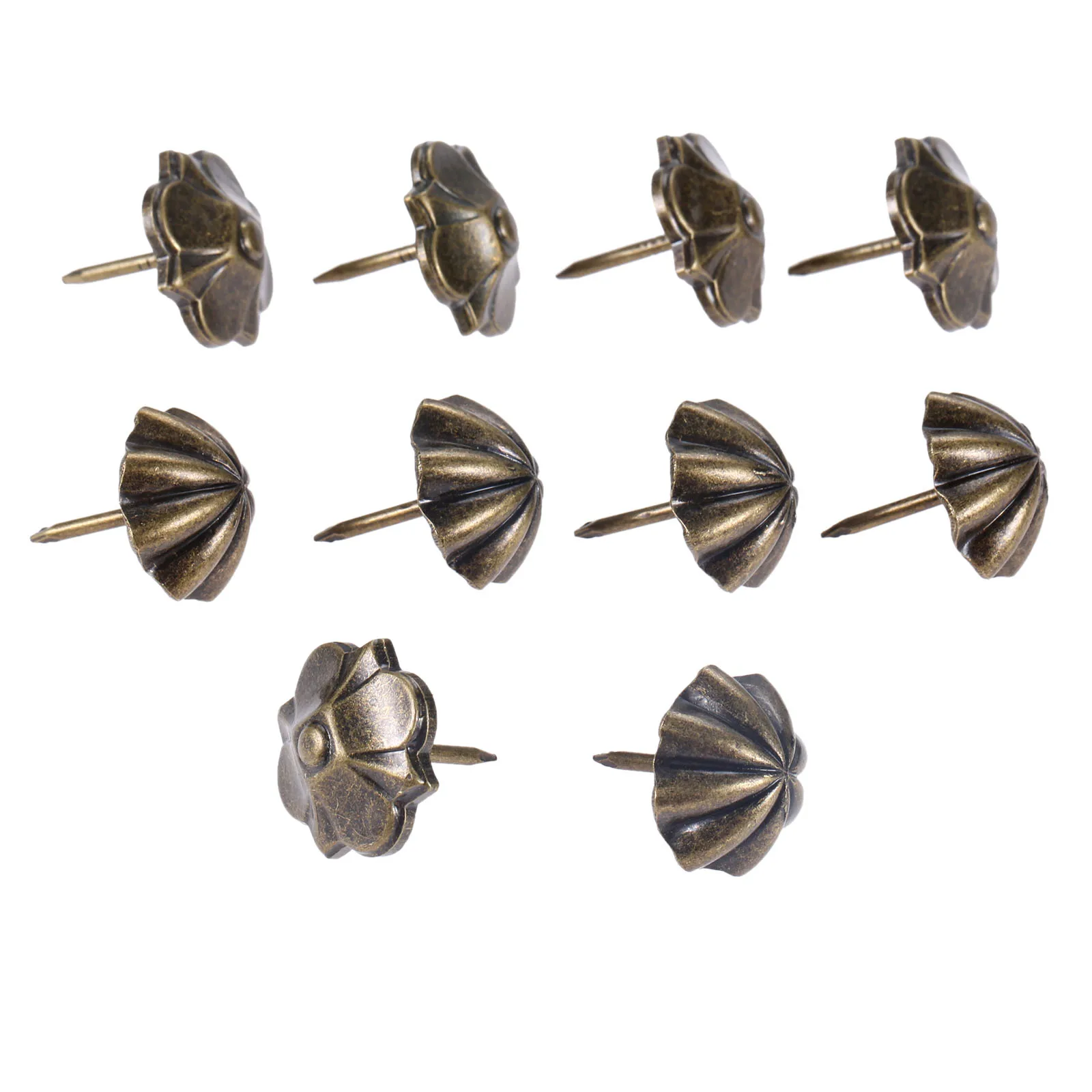 Uxcell 210pcs Brass Tone Metal Flower Pattern Furniture Tacks - 10x10mm Decorative Push Pins - View #7