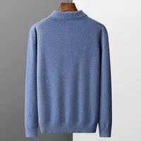100% Pure Wool Jacket Men's POLO Collar Pullover 2022 Spring and Autumn New Knitted Top Casual Loose Large Size Men's Shirts 2