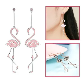 Flamingo Drop Earrings Long Earring Trendy Jewelry Wedding Gifts For Female Women Ladies Girls Party Fashion