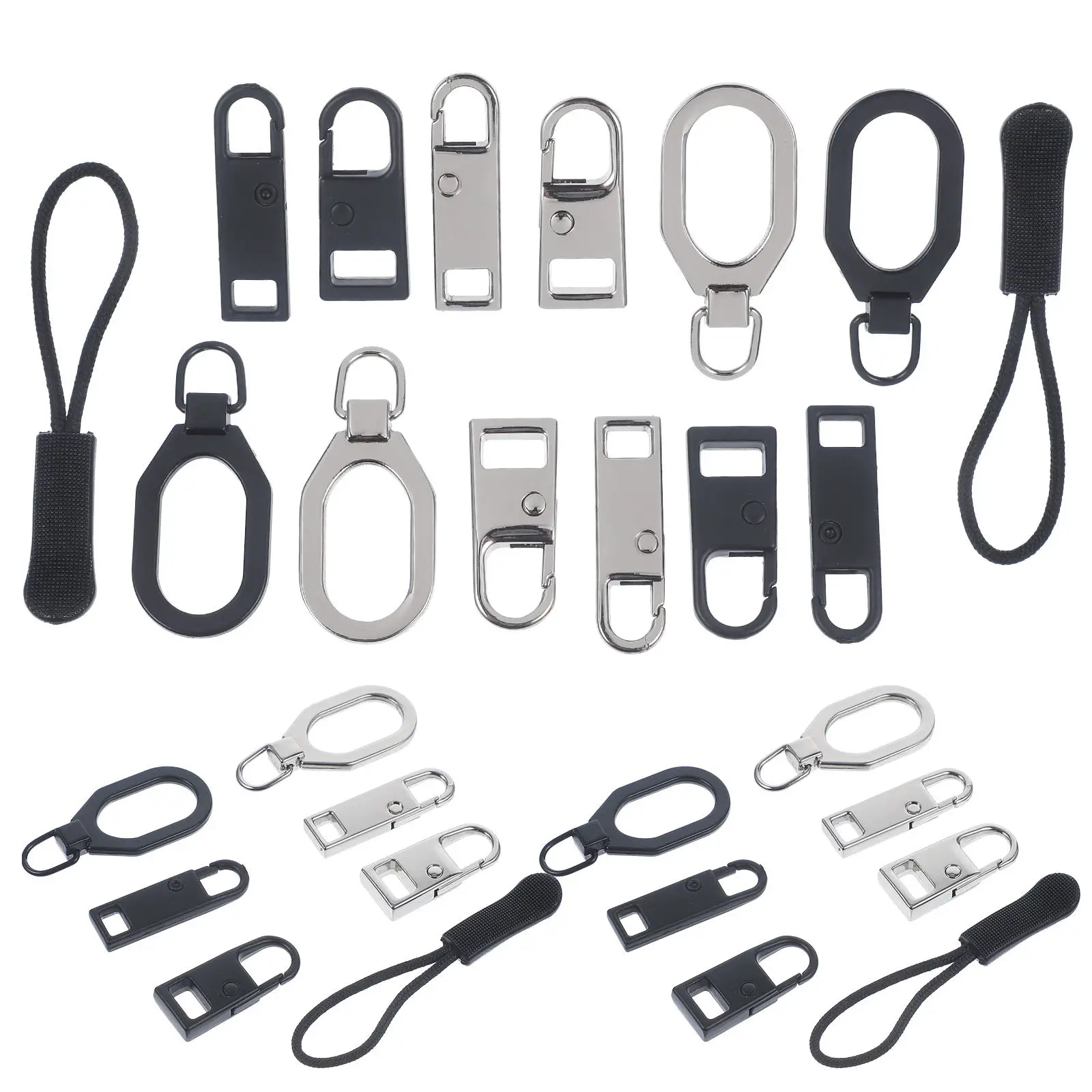 32Pcs 헤비 듀티 지퍼 풀러 탭 DIY 지퍼 헤드 교체 키트 코트 핸드백용 내마모성 분리형 풀 탭