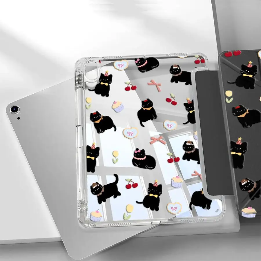 Elegant Y-Fold Black Tablet Case with Adjustable Holder