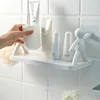 Bathroom Self-adhesive Shampoo Shelves Shower Towel Storage Rack Cosmetic Toilet Organizer Home Decor Kitchen Plastic Rack 1Pc 3