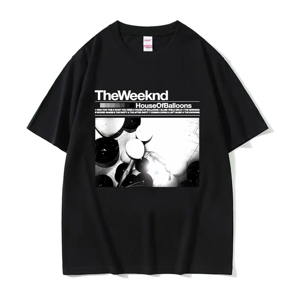 The Weeknd House Of Balloons Album Cover Poster T Shirt Moda Uomo Vintage Oversize T-Shirt Unisex Cotone Manica Corta Top
