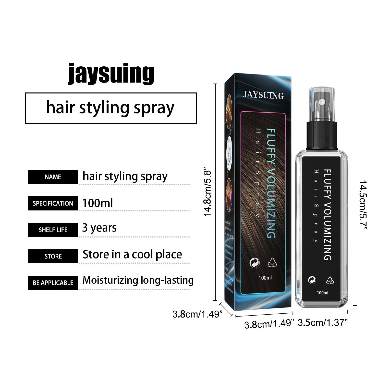  Volumizing Hair Spray 100ml Non Sticky Non Greasy Texture Spray Long Lasting Bright