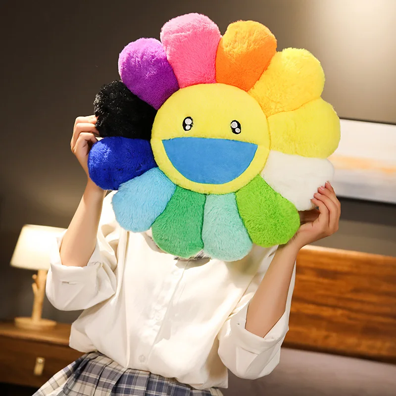 40cm Kawaii Smile Face Sunflower Stuffed Plush Toy Cushion Mat Hold Pillow Home Bedroom Auto Decor Doll Girls Gift Plush Toys