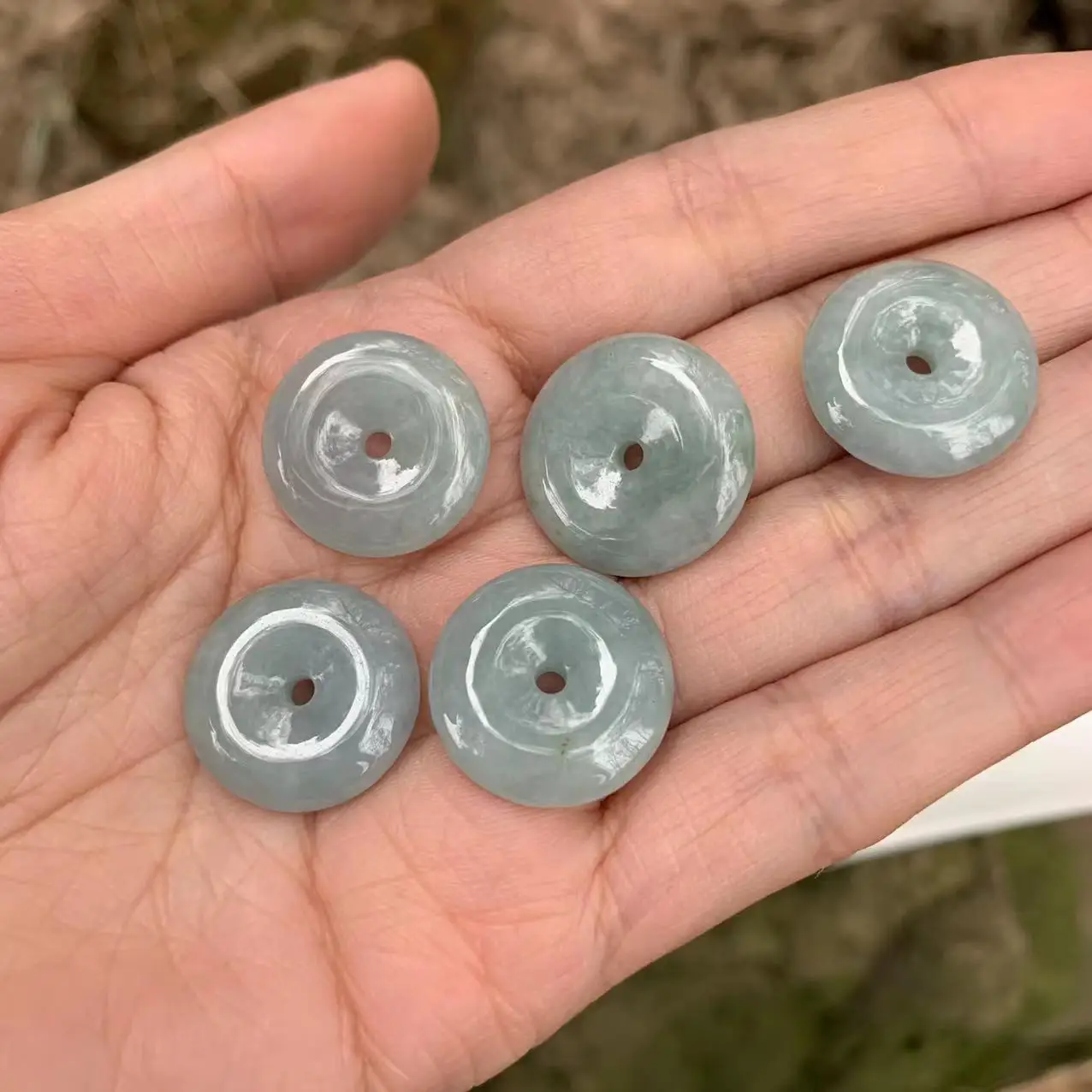 Natural Burma Jade Doughnut Pendant Necklace Myanmar Jade Jadeite High-End Gift Hand Carved  Women Fine Gemstone Green