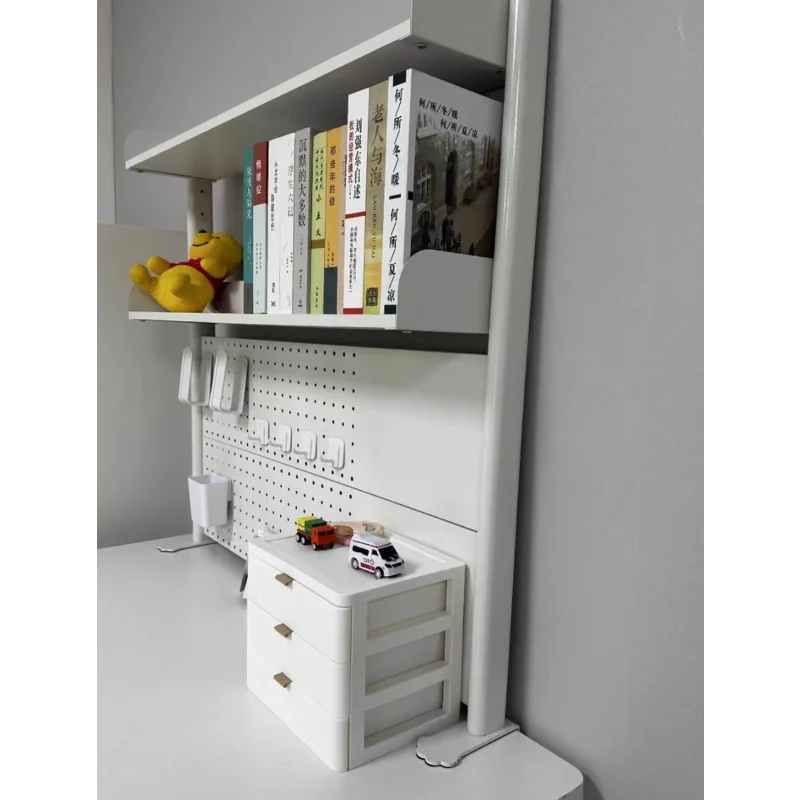 Organizzatore da Scrivania con Pannello Forato, Scaffale Portaoggetti per Computer, Libreria da Ufficio, Espositore da Tavolo per Studio, Organizzatore per Spazio di Lavoro - immagine 6