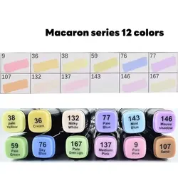 Vibrant Dual Tip Alcohol - Based Marker Set - 12 Colors for Sketching, Drawing & Painting (Macaron series)