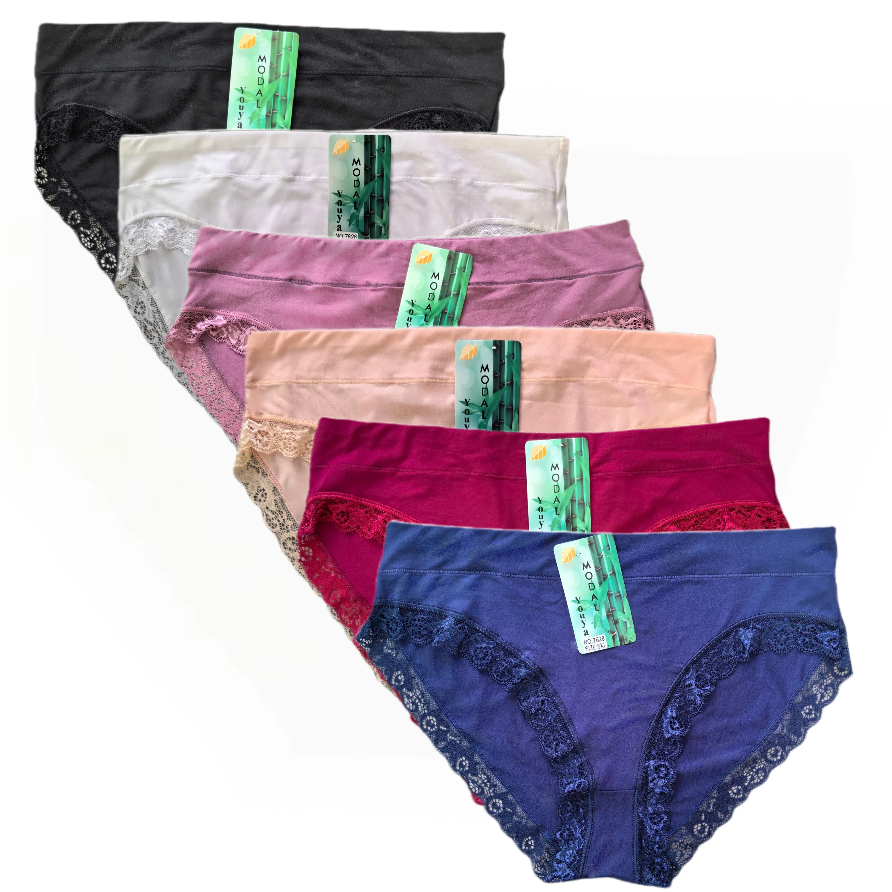 Modal Sexy Lace Panties Plus Size Woman Underwear Panty Oversized Women's Briefs Solid Color Women's Underpants 6pcs/lot
