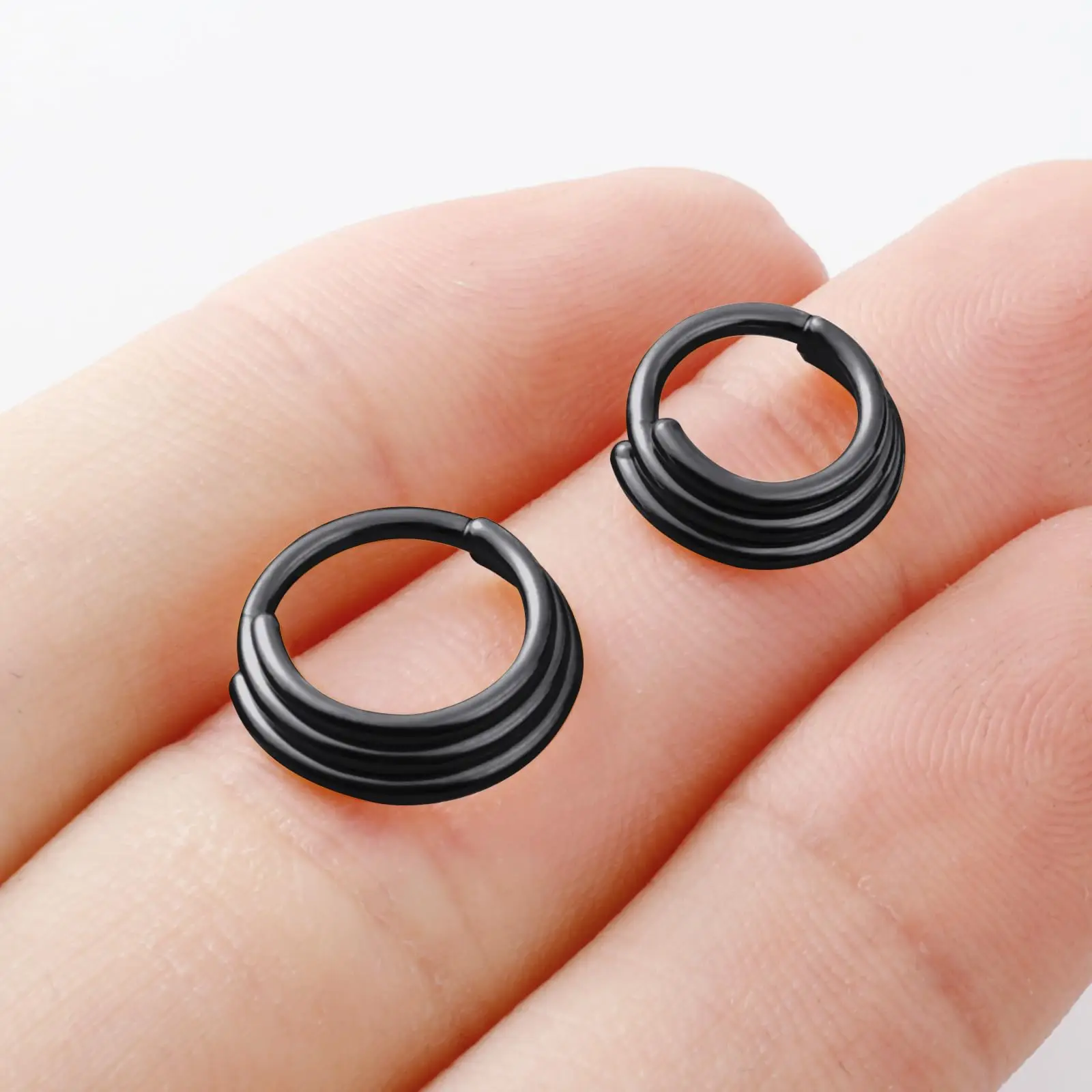 Nose Rings Piercing Jewelry Body Piercing Earrings Ear Piercing Jewelry Metal Jewelry Hoop Earrings Body Piercing Jewelry Body Jewelry Triple Hoops Nose Ring Septum Hoop Hypoallergenic Hinged Conch Daith Helix Ring Hoop Rook Tragus Clicker Cartilage Earrings