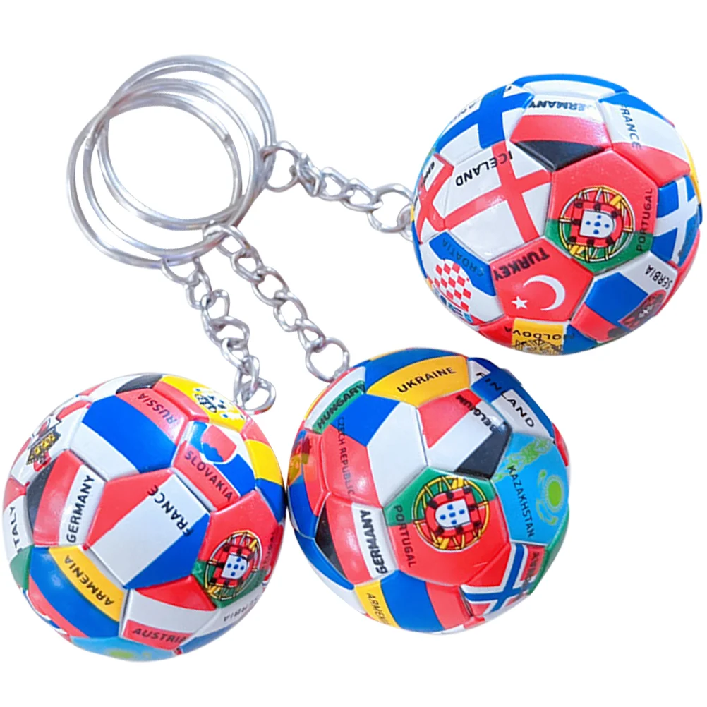 

3 Pcs Football Keychain Soccer Themed Birthday Party Supplies Charms Mini Gifts Pvc for Kids Team Child Keychains Boys Rings