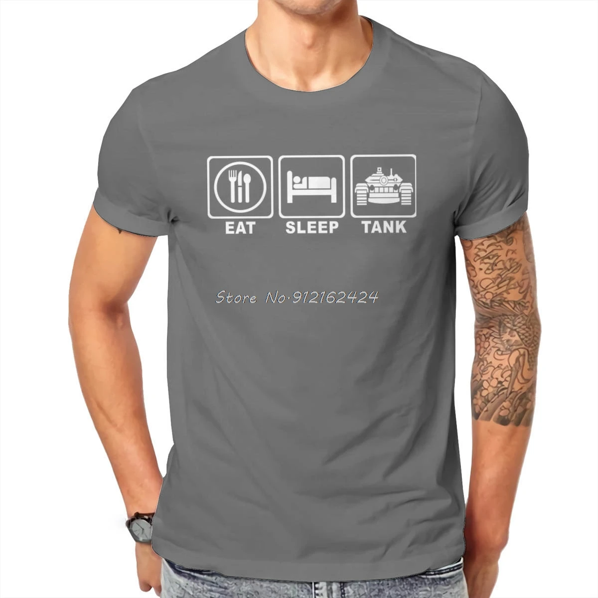 World Of Tanks Classic Game Armored Tank EAT SLEEP TANK T Shirt Classic Graphic Summer Cotton Tees Harajuku Streetwear 2