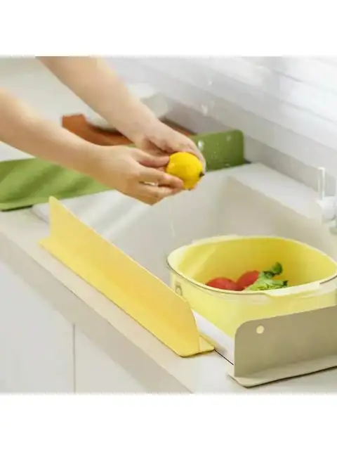 1pc extended sink water stop strip, silicone suction cup, water blocking plate, bathroom sink, splash proof device 5