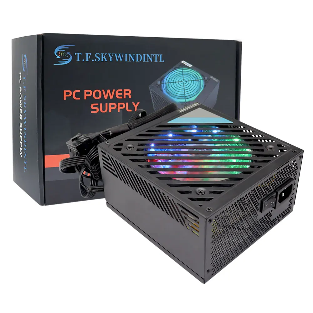 Fonte – alimentation PC RGB 700W, puissance de sortie élevée,  refroidissement silencieux, conforme à la norme ATX, fiable et Durable,  source Max 750w