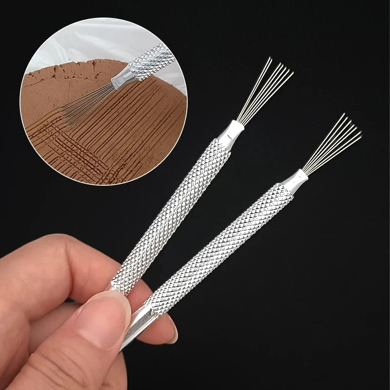 7 Pin Feather Wire Texture Ceramics Tools Polymer Clay Sculpting Modeling Tool DIY Pottery Brush Pottery Tools Cake Accessories