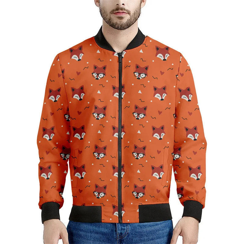 thumbnail image 1 of Bonita chaqueta con cremallera y estampado de zorro en 3D para hombre, abrigo con estampado de animales para niños, chaqueta informal de calle con cremallera, sudadera de manga larga tipo bombardero, 1 of 4