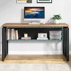 Desk with Drawer, 55" Long Computer Desk with Storage Rack and Mobile Document Cabinet, Home Office Furniture Set Executive Desk 6