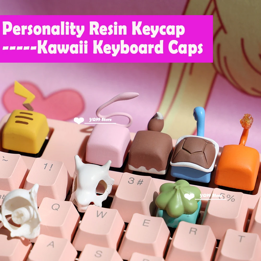 Tridimensional Anime Cartoon Elf Keycaps Chave Esc Resina Keycap Keycaps Teclado Kawaii Compatível com Interruptores mx