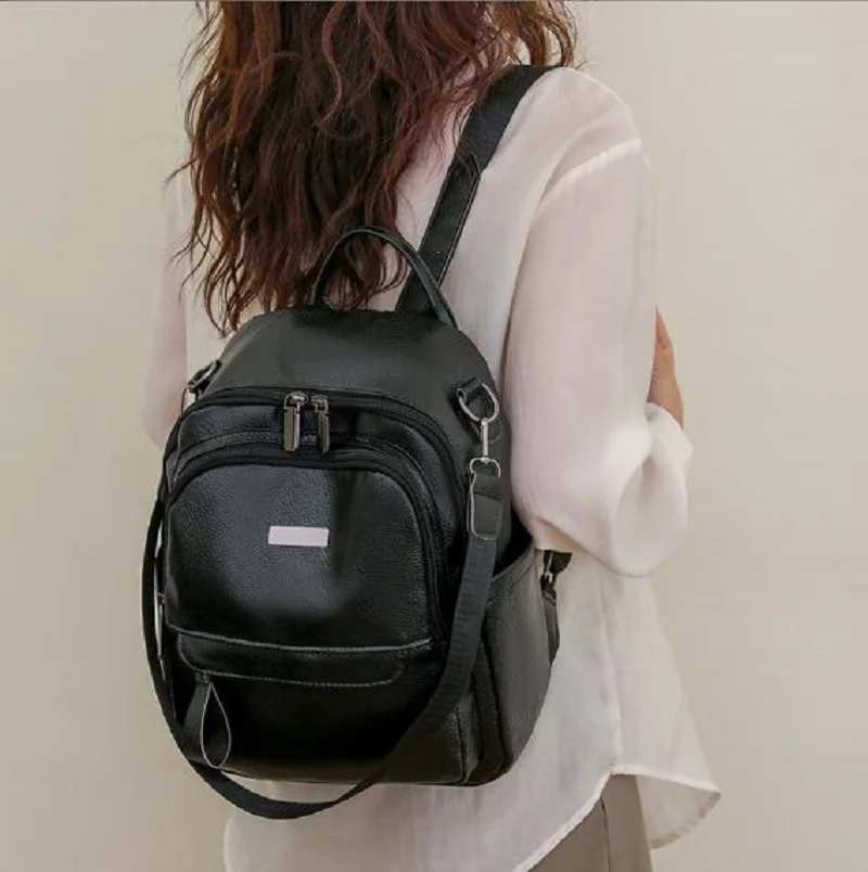 Hot Sale Women Korean Designer High Quality Soft Leather Backpack Fashion Large Capacity Travel Shoulder Bags School Bag Totes