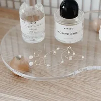 Jewelry Storage Rack Perfume Cosmetics Storage Rack Tabletop  Wooden Base Acrylic Tray Storage Tray Household Storage Tray ZF495 2